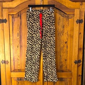 Leopard faux fur pajama pants XL